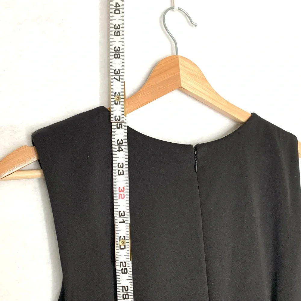 R&M Richards Black and Gold Foil Print Figure Flattering Dress Size 6 Petite